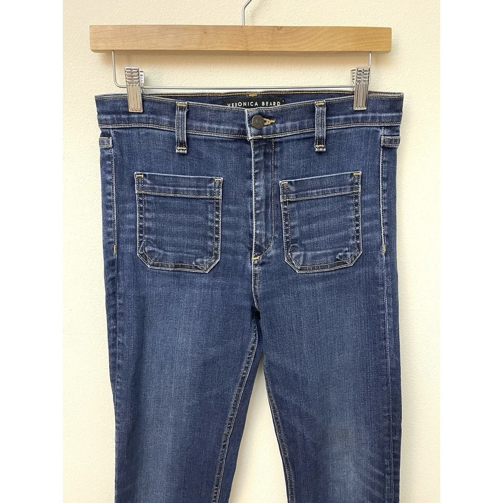 VERONICA BEARD Carolyn 10" Baby Boot Dark Vintage Patch Pocket Kick Flare Jean27 - Picture 3 of 14